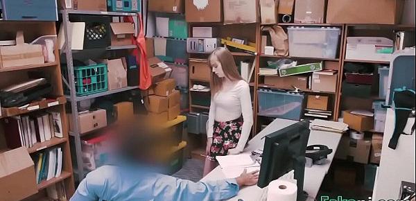  Young shoplifter Dolly Leigh gets pussy smashed hard in storage room